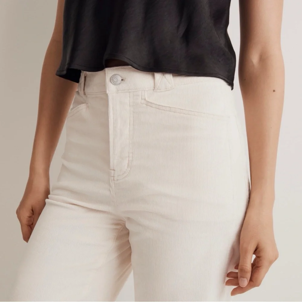 Madewell Emmett 2.0 Wide-Leg Pants in Corduroy Antique Cream Size 12 - Picture 2 of 13